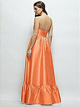 Rear View Thumbnail - Portofino Orange Strapless Cat-Eye Boned Bodice Maxi Dress with Ruffle Hem