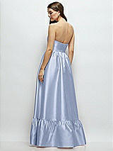 Rear View Thumbnail - Sky Blue Strapless Cat-Eye Boned Bodice Maxi Dress with Ruffle Hem