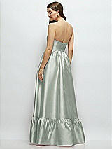 Rear View Thumbnail - Willow Green Strapless Cat-Eye Boned Bodice Maxi Dress with Ruffle Hem