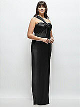 Alt View 2 Thumbnail - Black Satin Twist Bandeau One-Shoulder Bias Maxi Dress