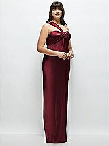 Alt View 2 Thumbnail - Cabernet Satin Twist Bandeau One-Shoulder Bias Maxi Dress