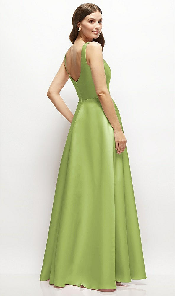 Back View - Mojito Square-Neck Satin Maxi Dress with Full Skirt
