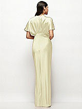 Rear View Thumbnail - Butter Yellow Plunge Neck Kimono Sleeve Satin Bias Maxi Dress