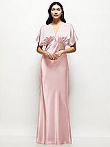 Alt View 1 Thumbnail - Ballet Pink Plunge Neck Kimono Sleeve Satin Bias Maxi Dress