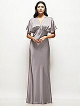 Alt View 1 Thumbnail - Cashmere Gray Plunge Neck Kimono Sleeve Satin Bias Maxi Dress