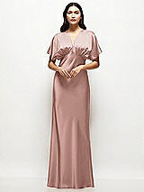 Alt View 1 Thumbnail - Neu Nude Plunge Neck Kimono Sleeve Satin Bias Maxi Dress