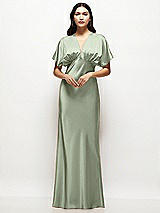 Alt View 1 Thumbnail - Sage Plunge Neck Kimono Sleeve Satin Bias Maxi Dress