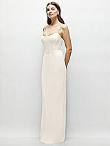 Side View Thumbnail - Ivory Corset-Style Crepe Column Maxi Dress with Adjustable Straps