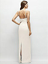 Rear View Thumbnail - Ivory Corset-Style Crepe Column Maxi Dress with Adjustable Straps
