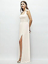 Side View Thumbnail - Ivory Square Neck Chiffon Maxi Dress with Circle Skirt