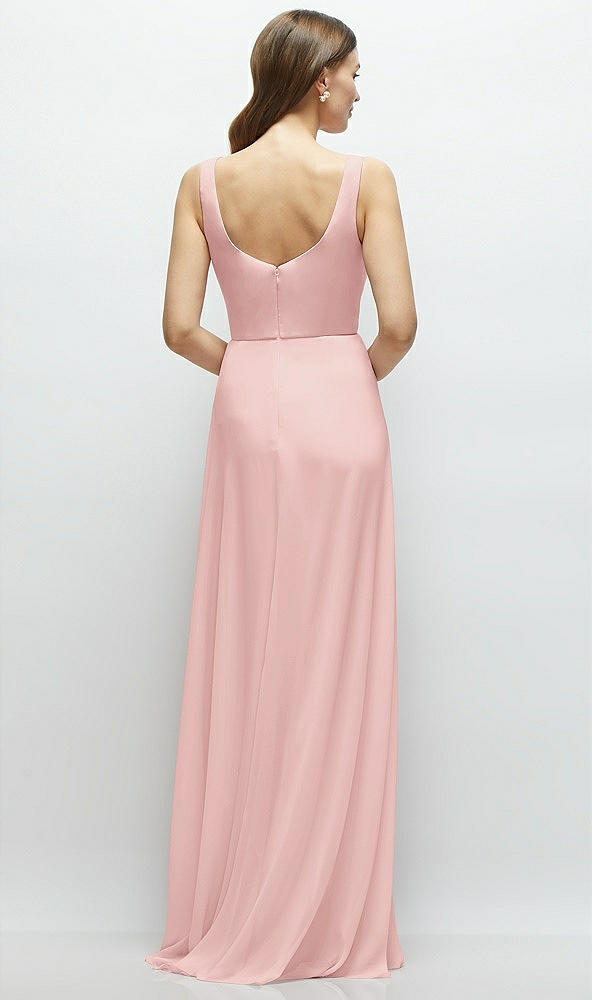 Back View - Rose Square Neck Chiffon Maxi Dress with Circle Skirt