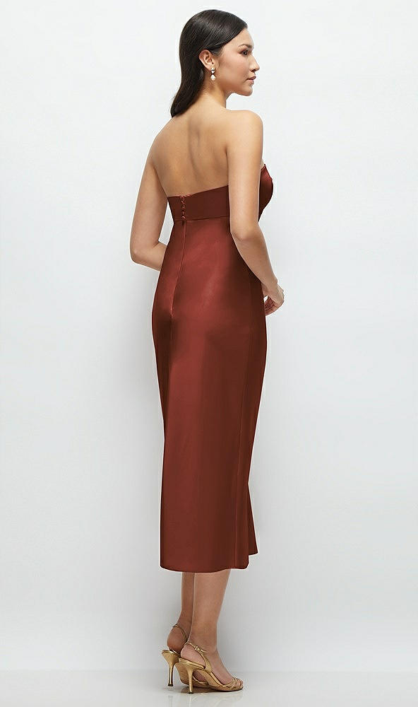 Back View - Auburn Moon Strapless Bow-Bandeau Cutout Satin Midi Slip Dress