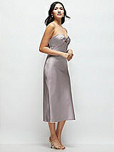 Side View Thumbnail - Cashmere Gray Strapless Bow-Bandeau Cutout Satin Midi Slip Dress