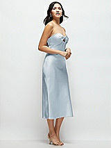 Side View Thumbnail - Mist Strapless Bow-Bandeau Cutout Satin Midi Slip Dress