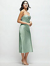 Side View Thumbnail - Seagrass Strapless Bow-Bandeau Cutout Satin Midi Slip Dress
