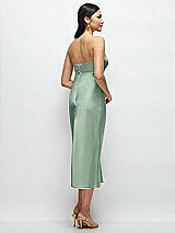 Rear View Thumbnail - Seagrass Strapless Bow-Bandeau Cutout Satin Midi Slip Dress