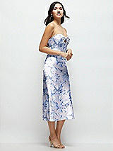 Side View Thumbnail - Magnolia Sky Strapless Bow-Bandeau Cutout Floral Satin Midi Slip Dress