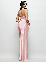 Rear View Thumbnail - Ballet Pink Strapless Bow-Bandeau Cutout Satin Maxi Slip Dress