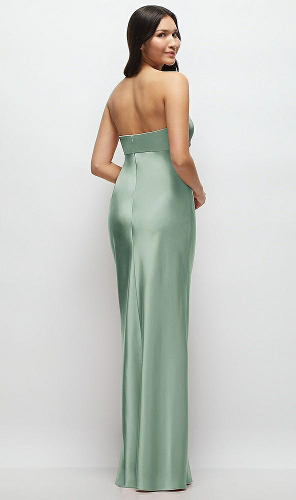 Back View - Seagrass Strapless Bow-Bandeau Cutout Satin Maxi Slip Dress