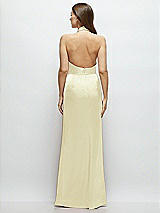 Rear View Thumbnail - Butter Yellow Cowl Halter Open-Back Satin Maxi Dress