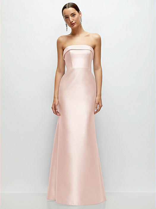 Strapless Cuff Neckline Satin Trumpet Gown