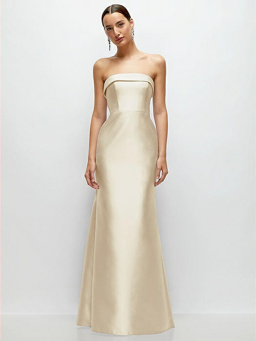 Strapless Cuff Neckline Satin Trumpet Gown