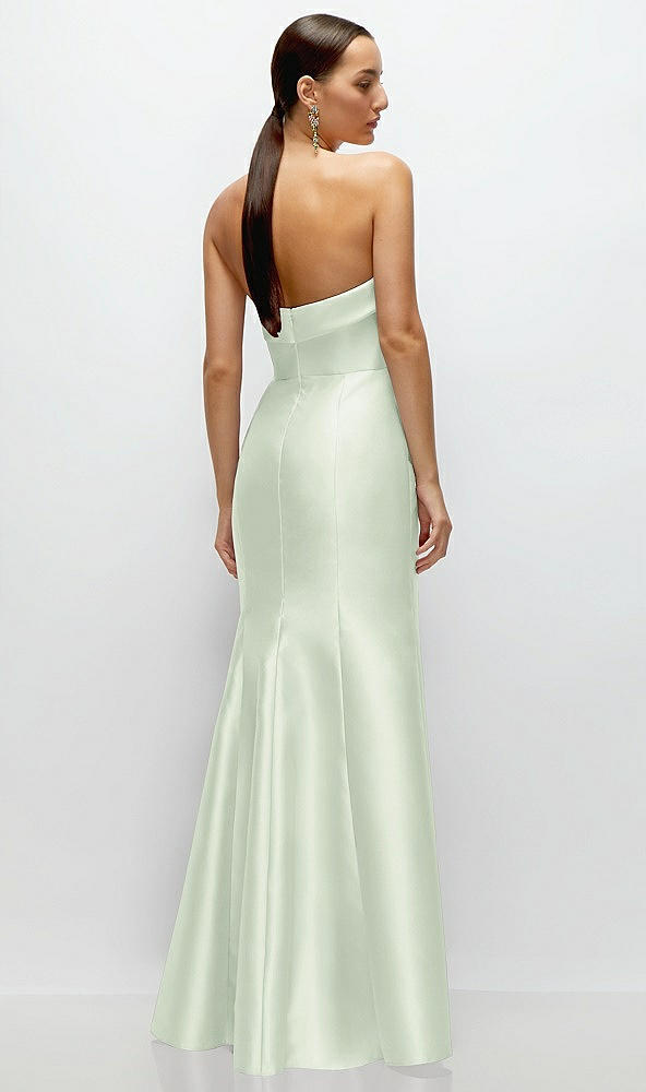 Back View - Mint Green Strapless Cuff Neckline Satin Trumpet Gown