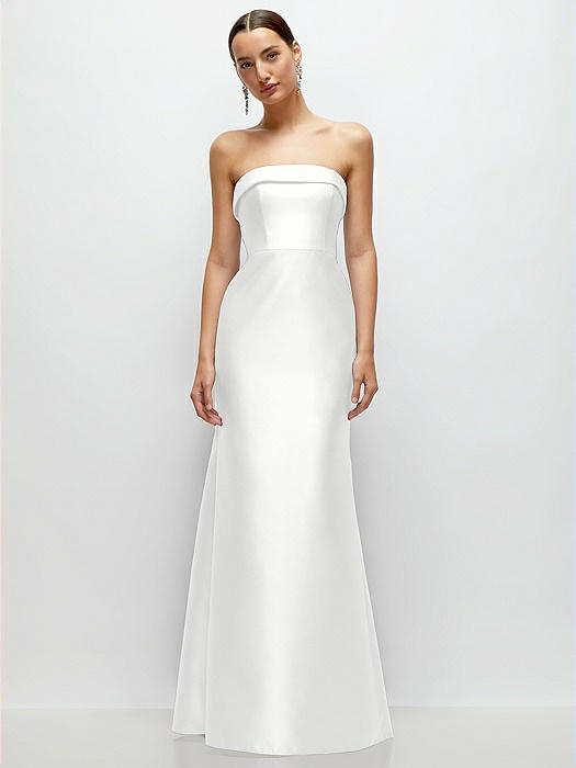 Strapless Cuff Neckline Satin Trumpet Gown