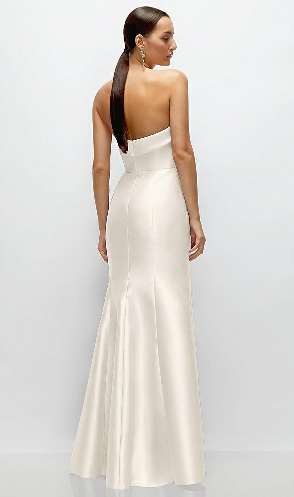 Back View - Ivory Strapless Cuff Neckline Satin Trumpet Gown