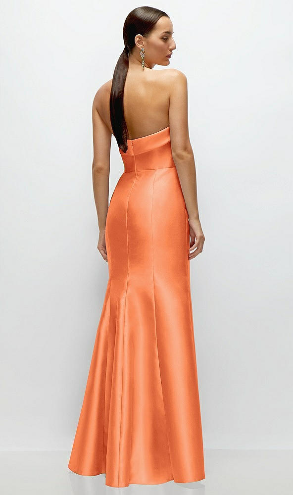 Back View - Portofino Orange Strapless Cuff Neckline Satin Trumpet Gown