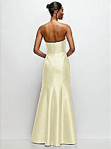 Rear View Thumbnail - Butter Yellow Strapless Cat-Eye Draped Bodice Satin Tumpet Dress