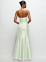 Rear View Thumbnail - Mint Green Strapless Cat-Eye Draped Bodice Satin Tumpet Dress