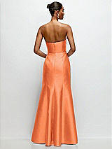 Rear View Thumbnail - Portofino Orange Strapless Cat-Eye Draped Bodice Satin Tumpet Dress