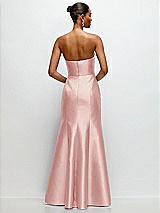 Rear View Thumbnail - Rose Strapless Cat-Eye Draped Bodice Satin Tumpet Dress