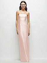 Front View Thumbnail - Blush Strapless Satin Column Dress with Back Slit