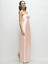 Side View Thumbnail - Blush Strapless Satin Column Dress with Back Slit