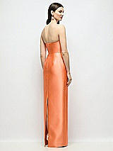Rear View Thumbnail - Portofino Orange Strapless Satin Column Dress with Back Slit