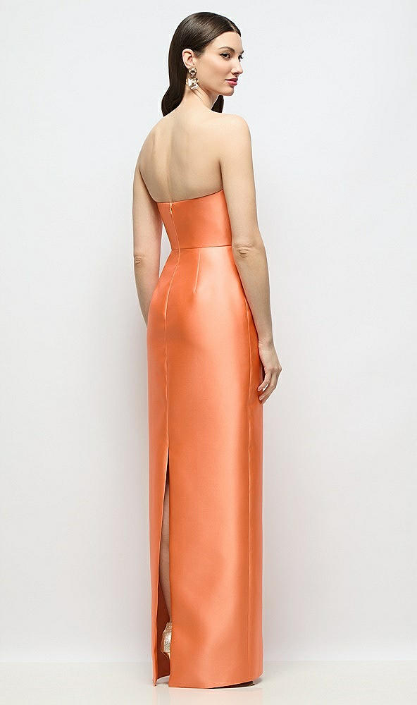 Back View - Portofino Orange Strapless Satin Column Dress with Back Slit