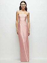 Front View Thumbnail - Rose Strapless Satin Column Dress with Back Slit