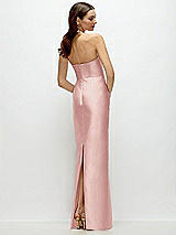 Rear View Thumbnail - Rose Strapless Satin Column Dress with Back Slit
