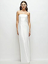 Front View Thumbnail - White Strapless Satin Column Dress with Back Slit