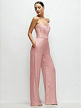 Side View Thumbnail - Rose Strapless Cat-Eye Corset Crepe Wedding Jumpsuit
