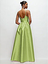 Rear View Thumbnail - Mojito Scoop Neck Drop Basque Skirt Satin Maxi Dress with Pockets