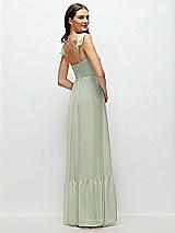 Rear View Thumbnail - Celadon Ruffle Strap Chiffon Bustier Maxi Dress with Ruffle Hem A-Line Skirt