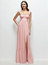 Front View Thumbnail - Rose Ruffle Strap Chiffon Bustier Maxi Dress with Ruffle Hem A-Line Skirt