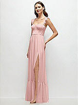 Side View Thumbnail - Rose Ruffle Strap Chiffon Bustier Maxi Dress with Ruffle Hem A-Line Skirt