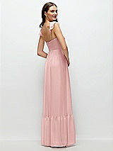 Rear View Thumbnail - Rose Ruffle Strap Chiffon Bustier Maxi Dress with Ruffle Hem A-Line Skirt