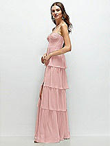 Side View Thumbnail - Rose Bustier-Style Chiffon Tiered Ruffle Maxi Dress with Adjustable Straps