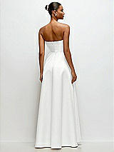 Rear View Thumbnail - White Strapless Draped Cat-Eye Satin Maxi Dress with Full Skirt
