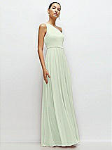 Side View Thumbnail - Mint Green Chiffon One-Shoulder Maxi Dress with Circle Skirt